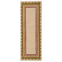 LÄUFER handgetuftet WENSUM, in Beige-Multicolor, Scallop-Bordüre, 80 x 230 cm - Beige, Textil (80/230cm) - KADIMA DESIGN
