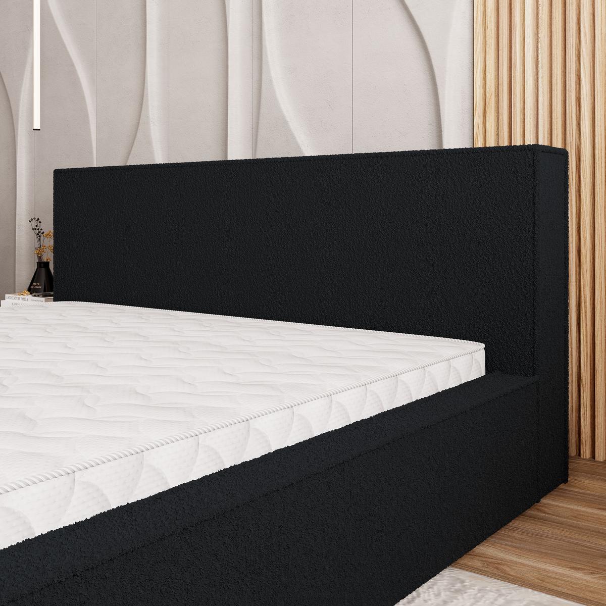 POLSTERBETT CELORA 140x200 cm mit Bettkästen - Schwarz - Schwarz, Holz (140/200cm) - MASSENO