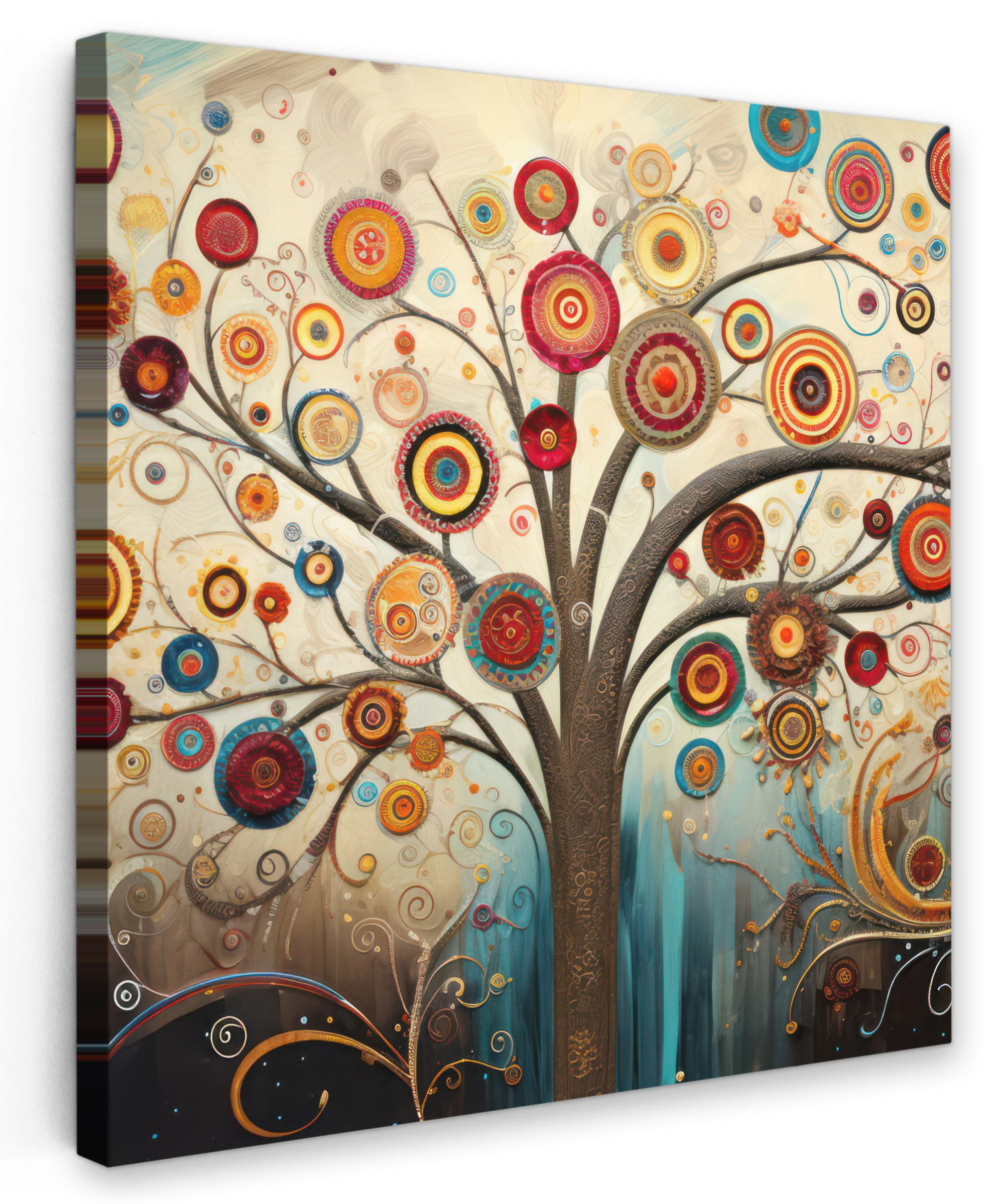 LEINWANDBILD Baum - Baum des Lebens - Farbe Deko Wohnzimmer 20x20 cm - Braun, Textil (20/20cm) - MuchoWow