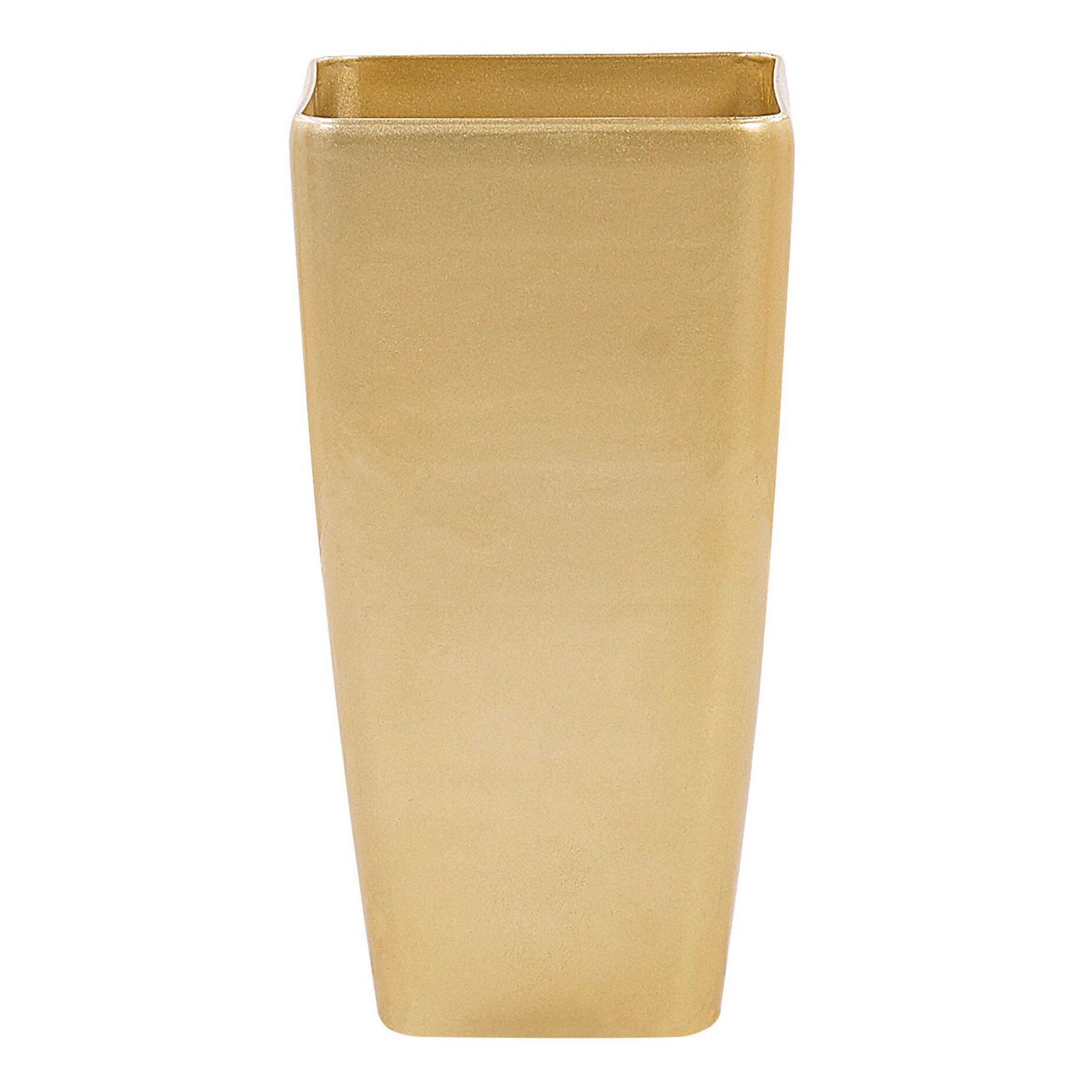 BLUMENTOPF gold rechteckig 30/30/57 cm Modi - Goldfarben, Stein (57cm) - Beliani