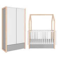 BABYZIMMER 2-teilig Weiß und grau - Weiß, Holzwerkstoff (144/86.5/80cm) - Petits-meubles