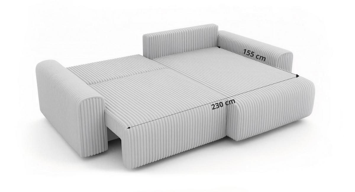ECKSOFA ELARA L Hellbraun Cord - Hellbraun/Schwarz, Kunststoff/Textil (278/192cm) - MKS