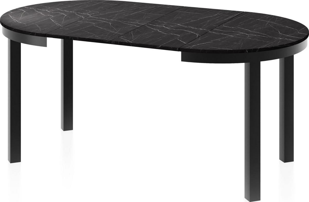 ESSTISCH Corin Schwarz runder ausziehbarer, Schwarzer Marmor 100-176/100/76 cm - Anthrazit/Schwarz, Holzwerkstoff/Metall (100/176/76cm) - WFL GROUP