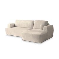 ECKSOFA SENTI P R-S Creme Kordstoff mit Schlaffunktion - Creme/Schwarz, Holz/Kunststoff (246/148cm) - MASSENO