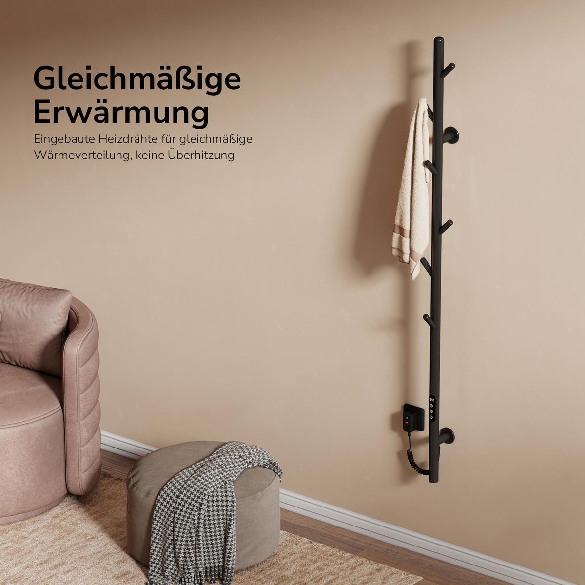 HANDTUCHHEIZKÖRPER Baumheizkörper WLAN Schwarz 150 cm - Schwarz, Metall (12.5/150/14cm) - EMKE