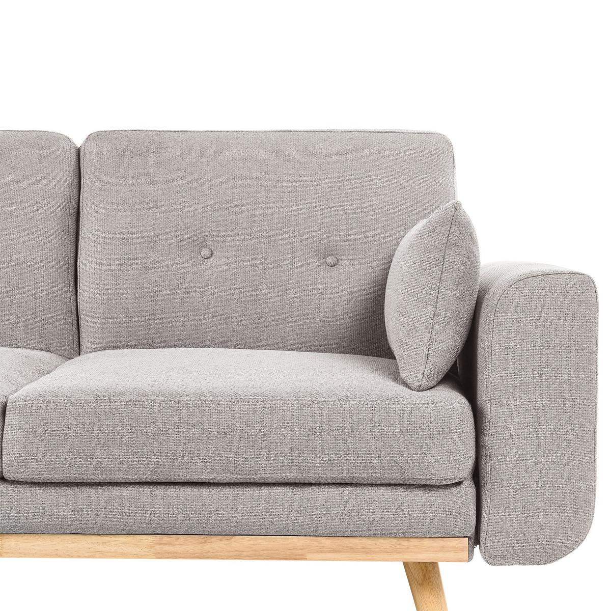 ECKSCHLAFSOFA 3-Sitzer Stoff Grau rechtsseitig Kaarina - Hellbraun, Textil (260/152cm) - Beliani