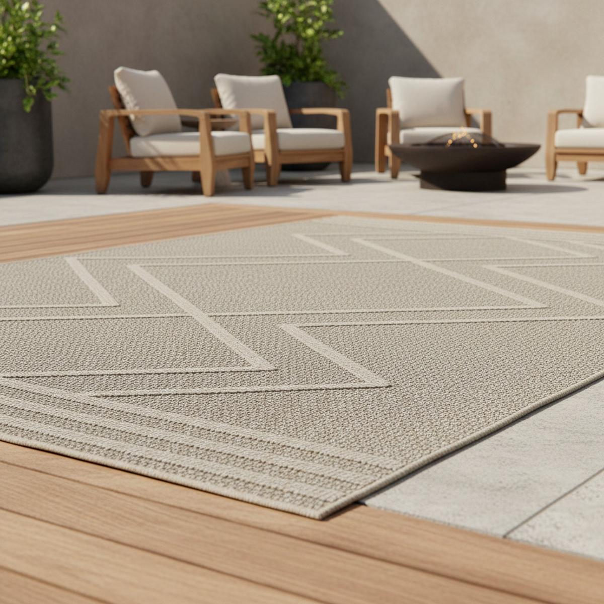 TEPPICH Outdoor IMST in Beige, im Boho-Stil, aus Polypropylen, 80 x 150 cm - Beige, Textil (150/80cm) - KADIMA DESIGN