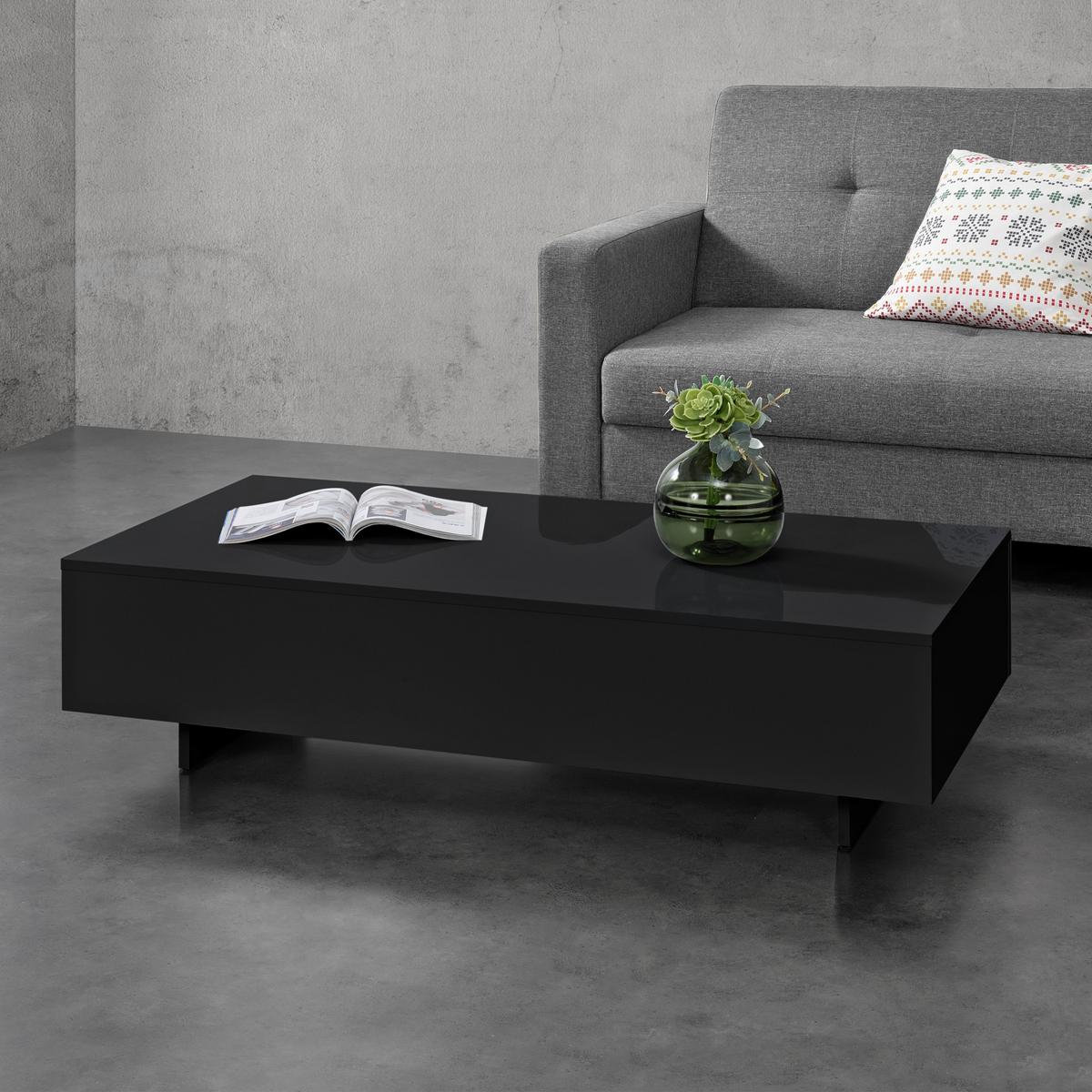 COUCHTISCH Lärketorp 115/55/31 - Schwarz Hochglanz, Holzwerkstoff (55/115/31cm) - [en.casa]