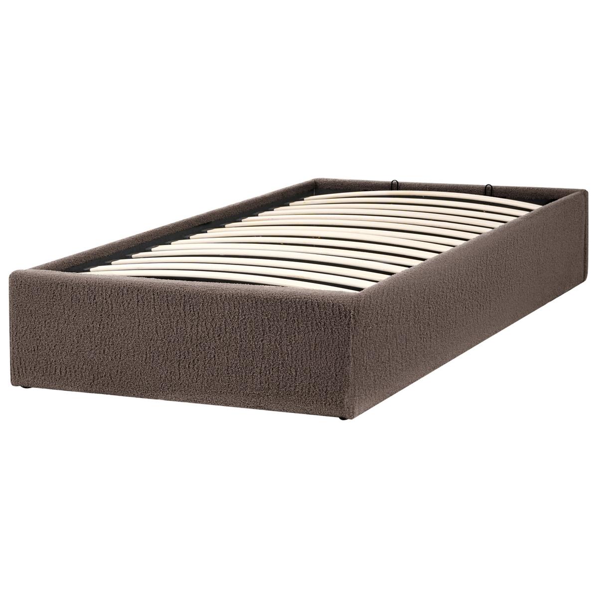 BETT mit Stauraum ohne Kopfteil 90/200 cm Bouclé Taupe Dinan - Taupe, Textil (90/200cm) - Beliani