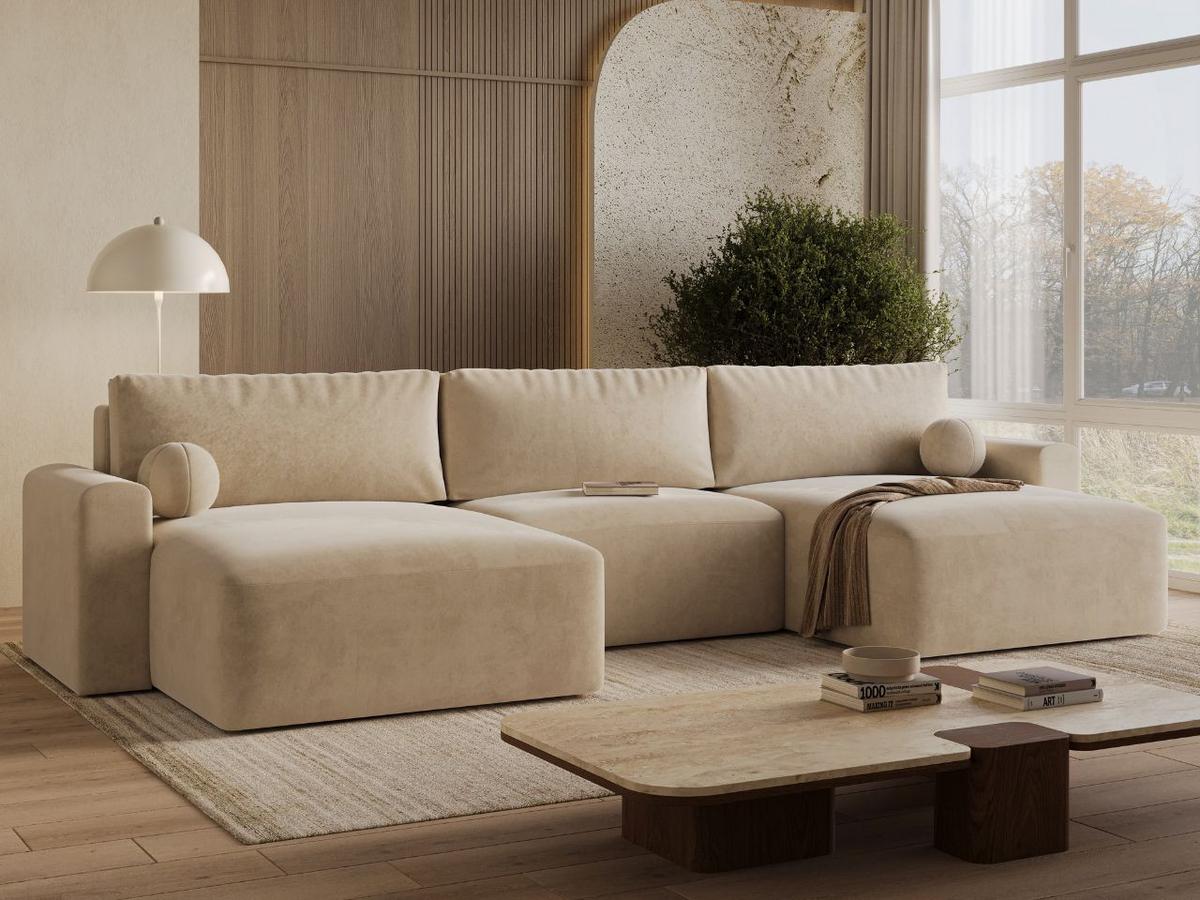 ECKSOFA U Aurora Beige - Beige, Holz/Textil (369/145cm) - Graingold
