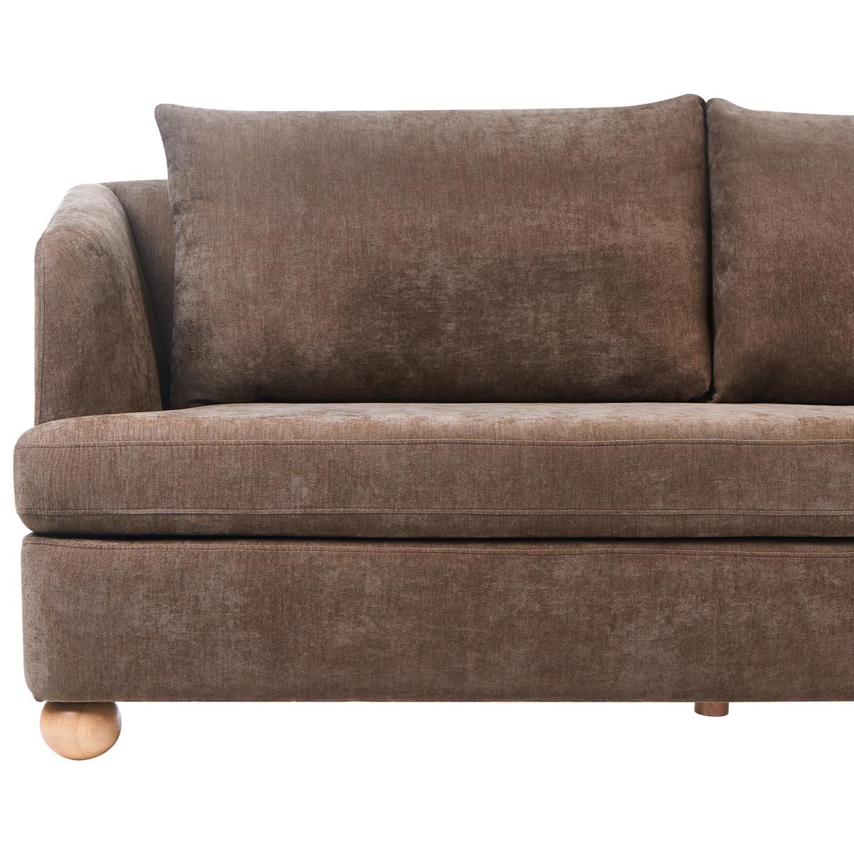 3-SITZER-SOFA Chenillegewebe Braun Rattvik - Hellbraun, Textil (198/86/82cm) - Beliani