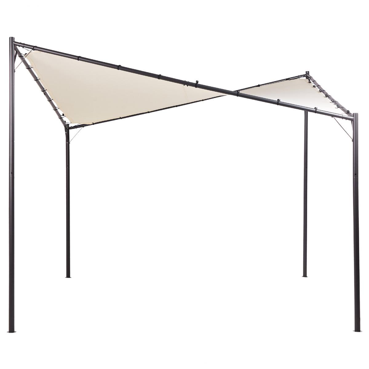 PERGOLA Stahl beige 300/300 cm Aventine - Beige/Schwarz, Kunststoff (300/260/300cm) - Beliani