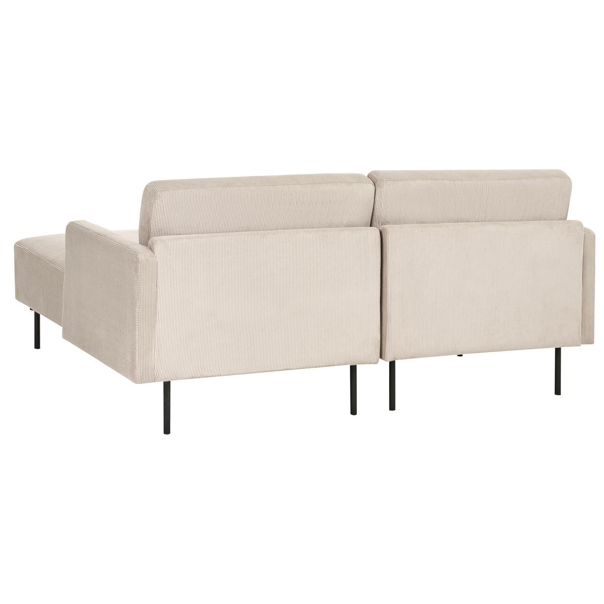 ECKSOFA 2-Sitzer Cord Beige linksseitig Breda - Beige/Schwarz, Textil (192/155cm) - Beliani
