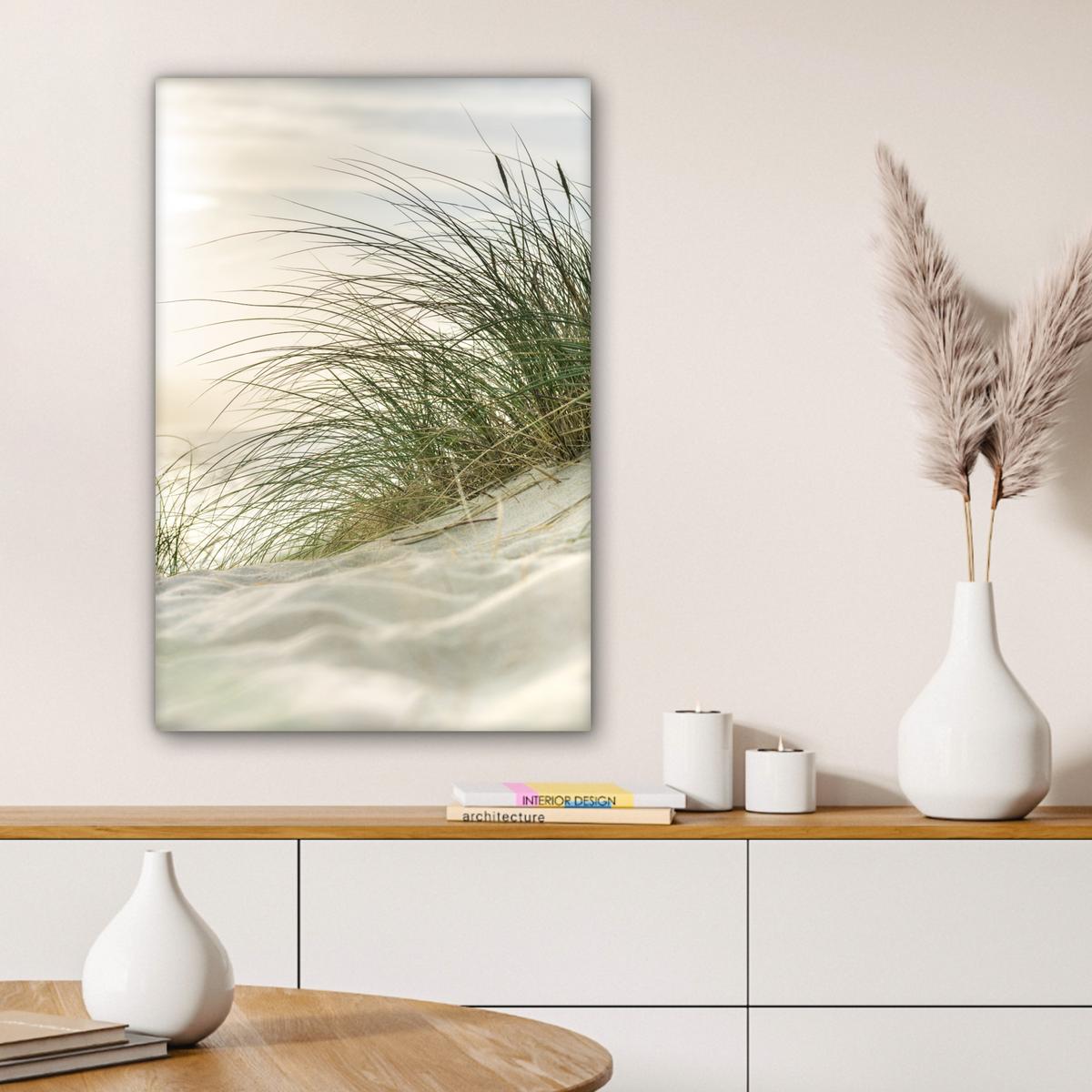 LEINWANDBILD Dünen mit Strandhafer in der Sonne des Nationalparks Schleswig-Holsteinisches Wattenmeer Wanddeko Schlafzimmer 60x90 cm - Creme, Textil (60/90cm) - MuchoWow