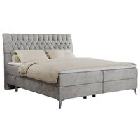 BOXBETT MILEN 160/200 Hellgrau Velvet - H3 - Hellgrau, Holz/Textil (160/200cm) - MKS