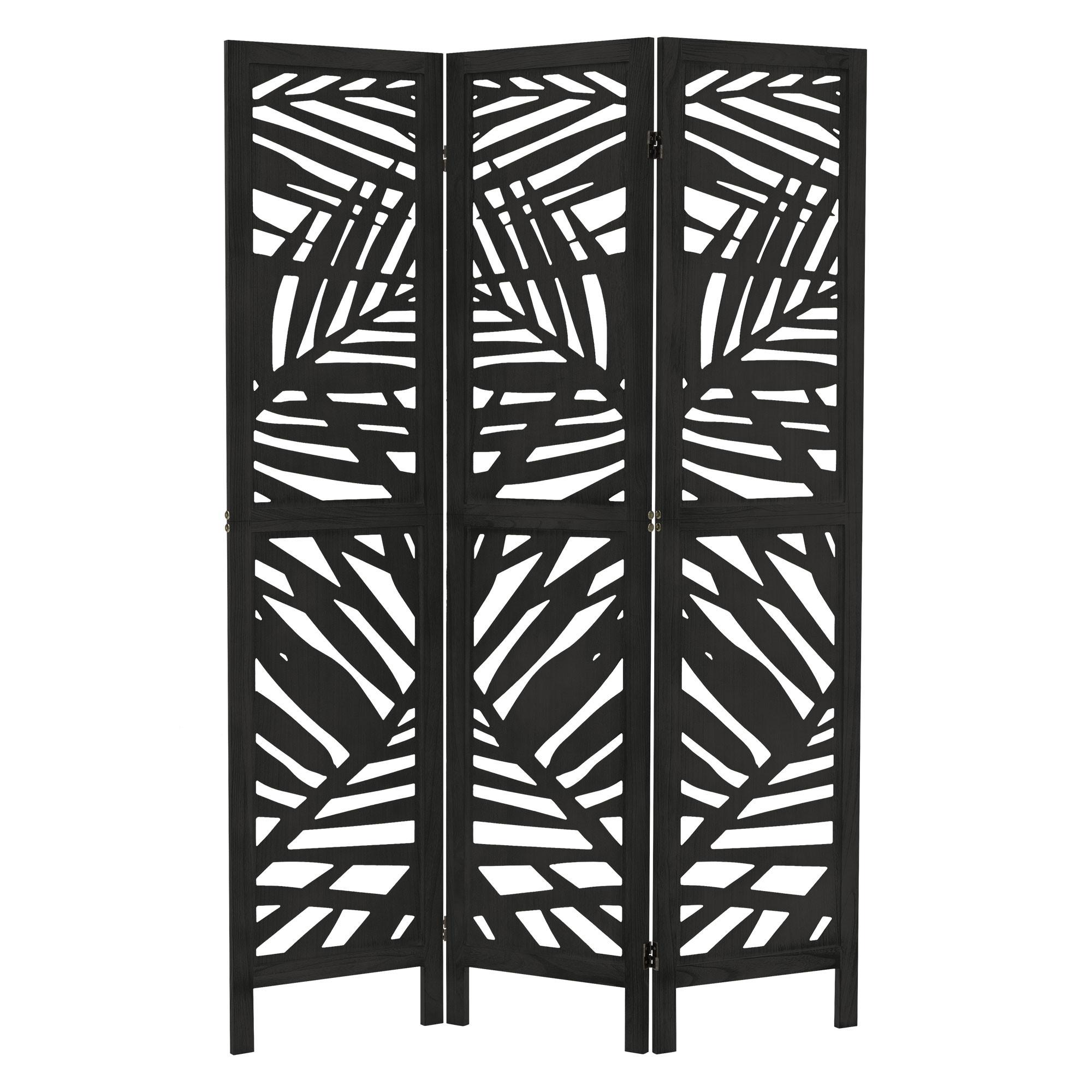 PARAVENT 3 teilig Kyoto 170x121 cm Schwarz aus Holz - Schwarz, Holz (121/170/2cm) - ML-DESIGN