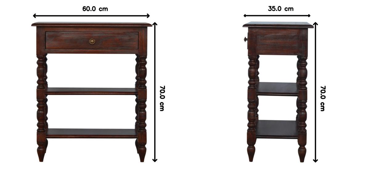 TISCH IN KASTANIENFARBE, 1 SCHUBLADEN, 2 REGAL, DUNKELBRAUN - Dunkelbraun, Holz (60/35/70cm) - Artisan Furniture
