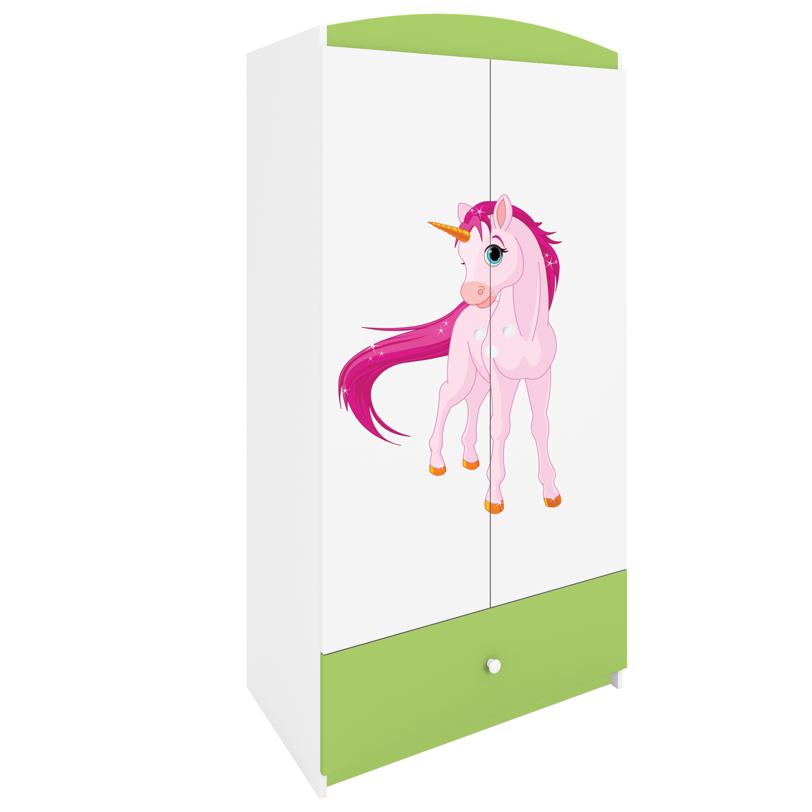 KINDERKLEIDERSCHRANK Einhorn - Grün, Holzwerkstoff (90/175/52cm) - RAUMHIRSCH FURNITURE