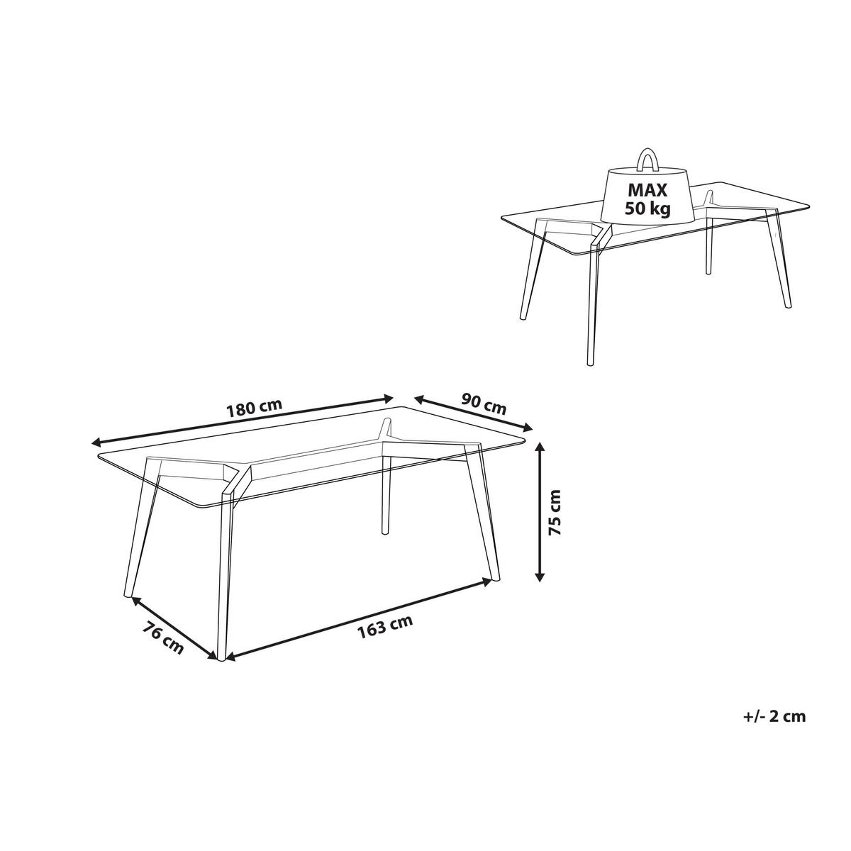ESSTISCH Transparent 180/90 cm Glas Hudson Ii - Transparent, Glas (180/90/75cm) - Beliani