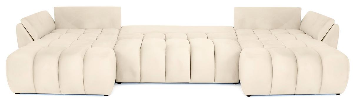 ECKSOFA Iris U mit Schlaffunktion und Bettkasten, U-Form – Beige Samt 382/184/85 cm - Ecru/Beige, Kunststoff/Textil (382/184cm) - WFL GROUP