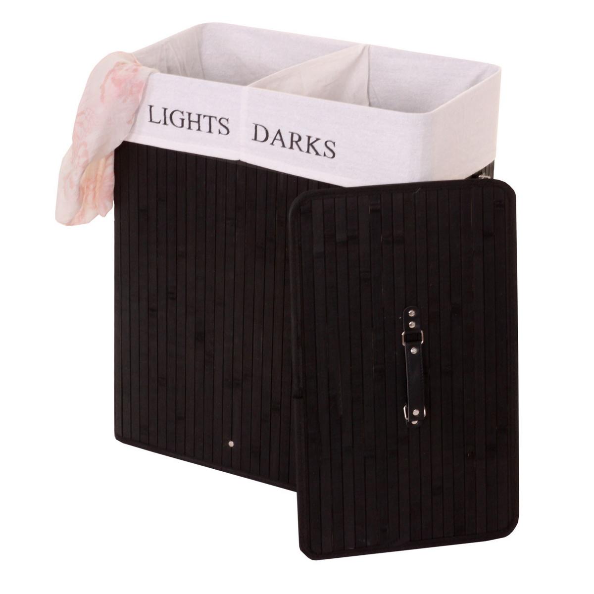 WÄSCHEKORB Schwarz, Cremeweiß - Creme/Schwarz, Holz (55/63/34cm) - MCW