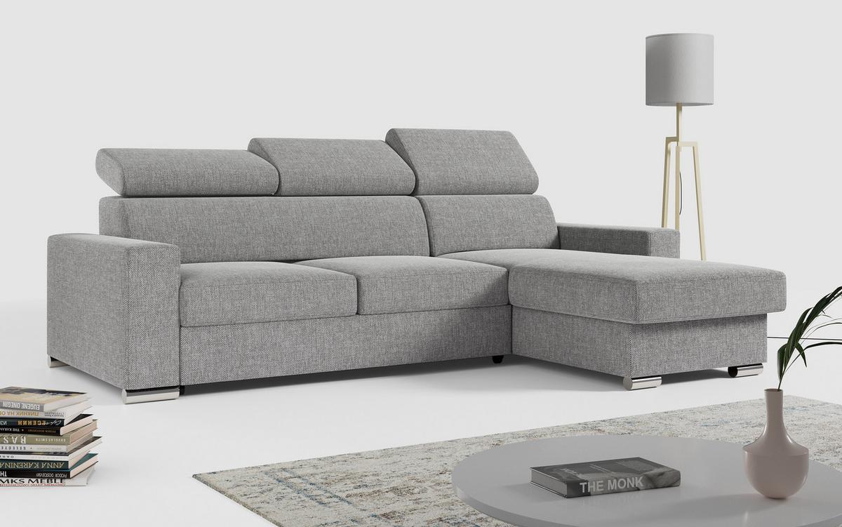 ECKSOFA FOX-L Grau - Silberfarben/Grau, Kunststoff/Textil (242/168cm) - MKS