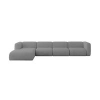 ECKSOFA Ottomane Links MIRA-L3 409x179x70 Grau Velours - Schieferfarben/Schwarz, Holzwerkstoff/Kunststoff (409/179cm) - ALTDECOR