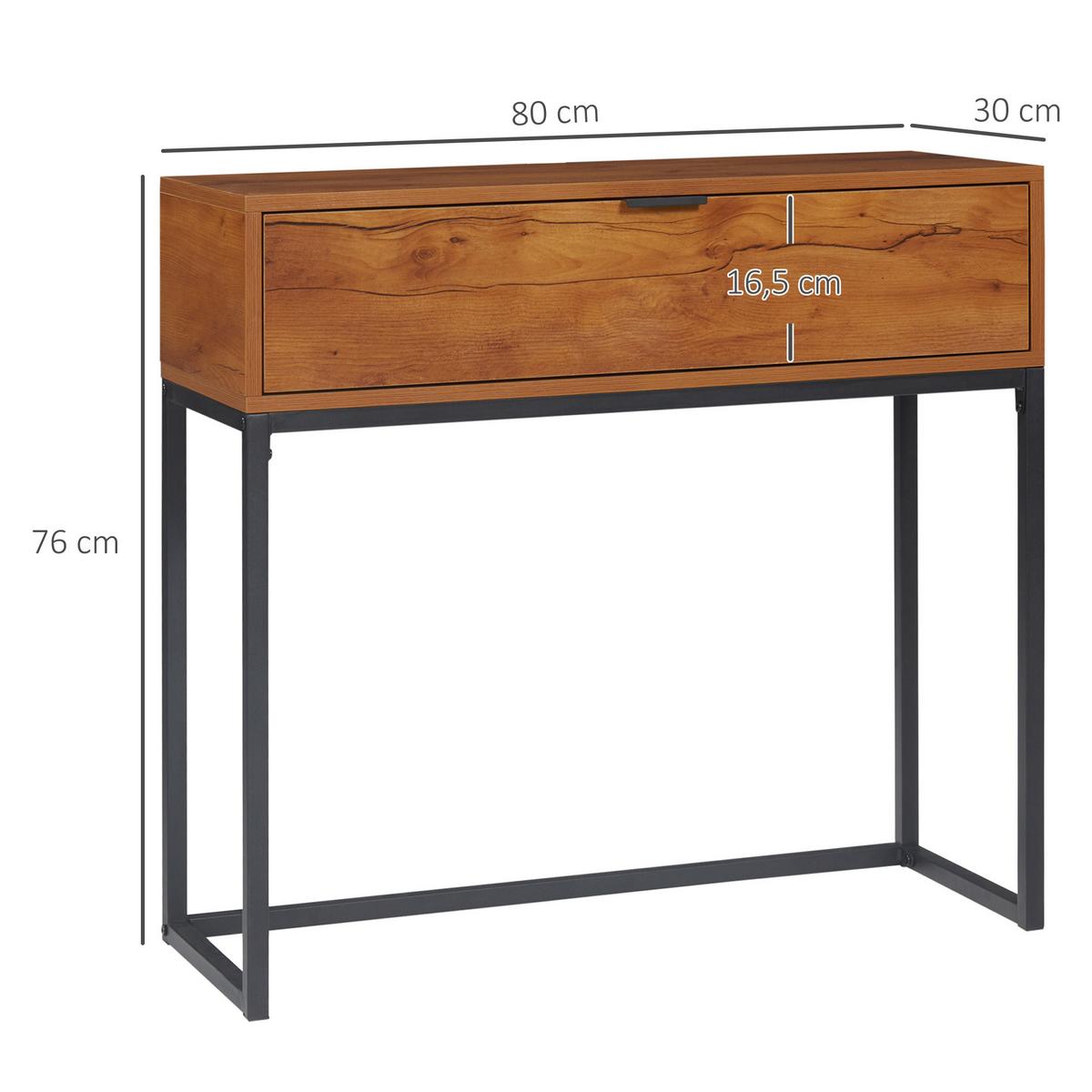 KONSOLENTISCH mit Schrank, Sofatisch Flurtisch im Industriedesign für Eingang - Naturfarben, Holzwerkstoff (80/30/76cm) - HOMCOM