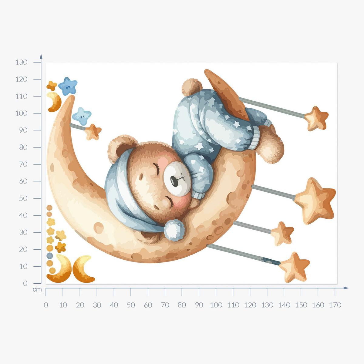 WANDAUFKLEBER 130x171cm - Schlafender Bär - Multicolor, Kunststoff (130/171/0.1cm) - Wallfluent