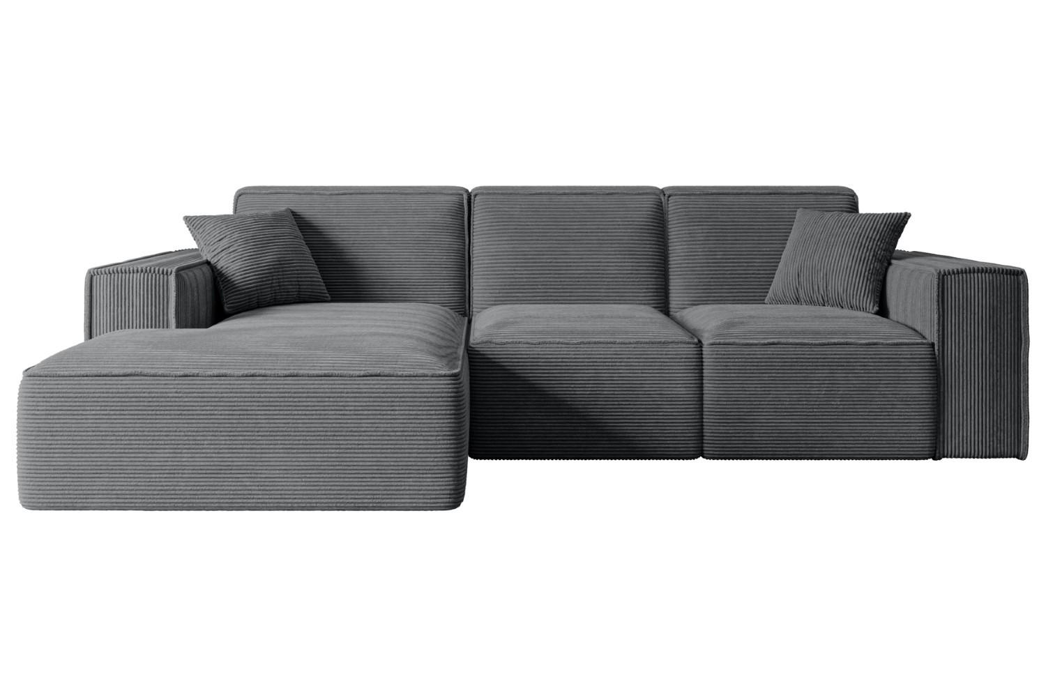 ECKSOFA Ottomane Links SERRA-L - 266x169x80 cm Dunkelgrau Cord - Dunkelgrau/Schwarz, Holzwerkstoff/Kunststoff (165/266cm) - ALTDECOR