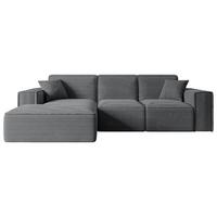 ECKSOFA Ottomane Links SERRA-L - 266x169x80 cm Dunkelgrau Cord - Dunkelgrau/Schwarz, Holzwerkstoff/Kunststoff (165/266cm) - ALTDECOR