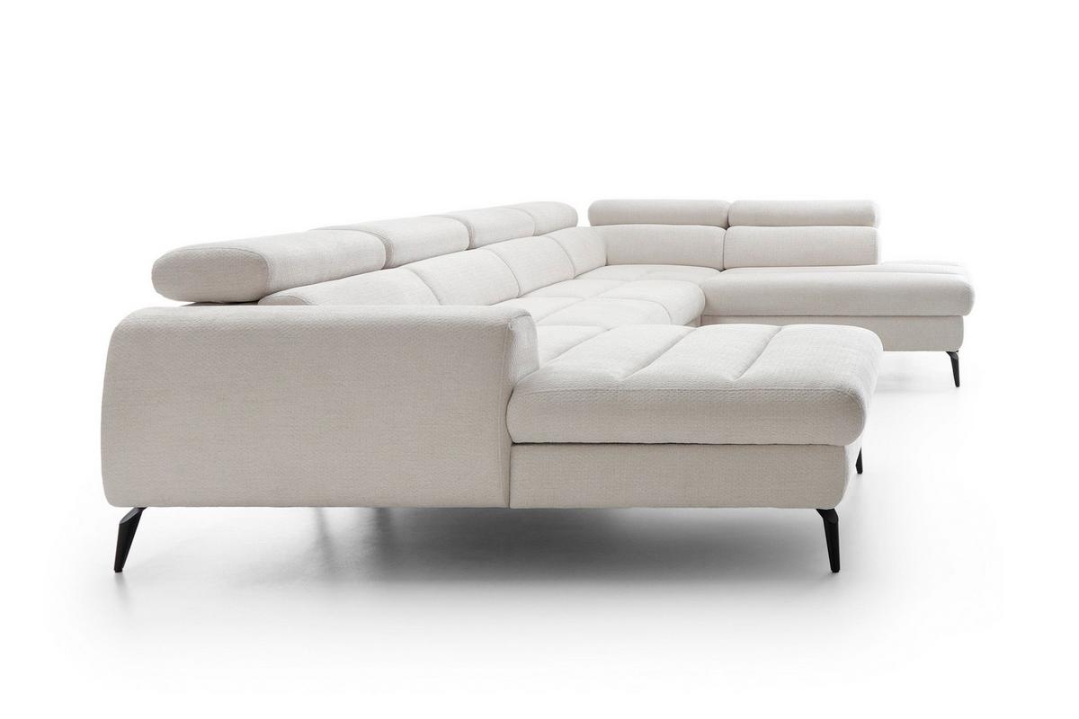 WOHNLANDSCHAFT NOTE Creme Chenille mit Schlaffunktion - Creme, Holz (345/93/257cm) - MASSENO