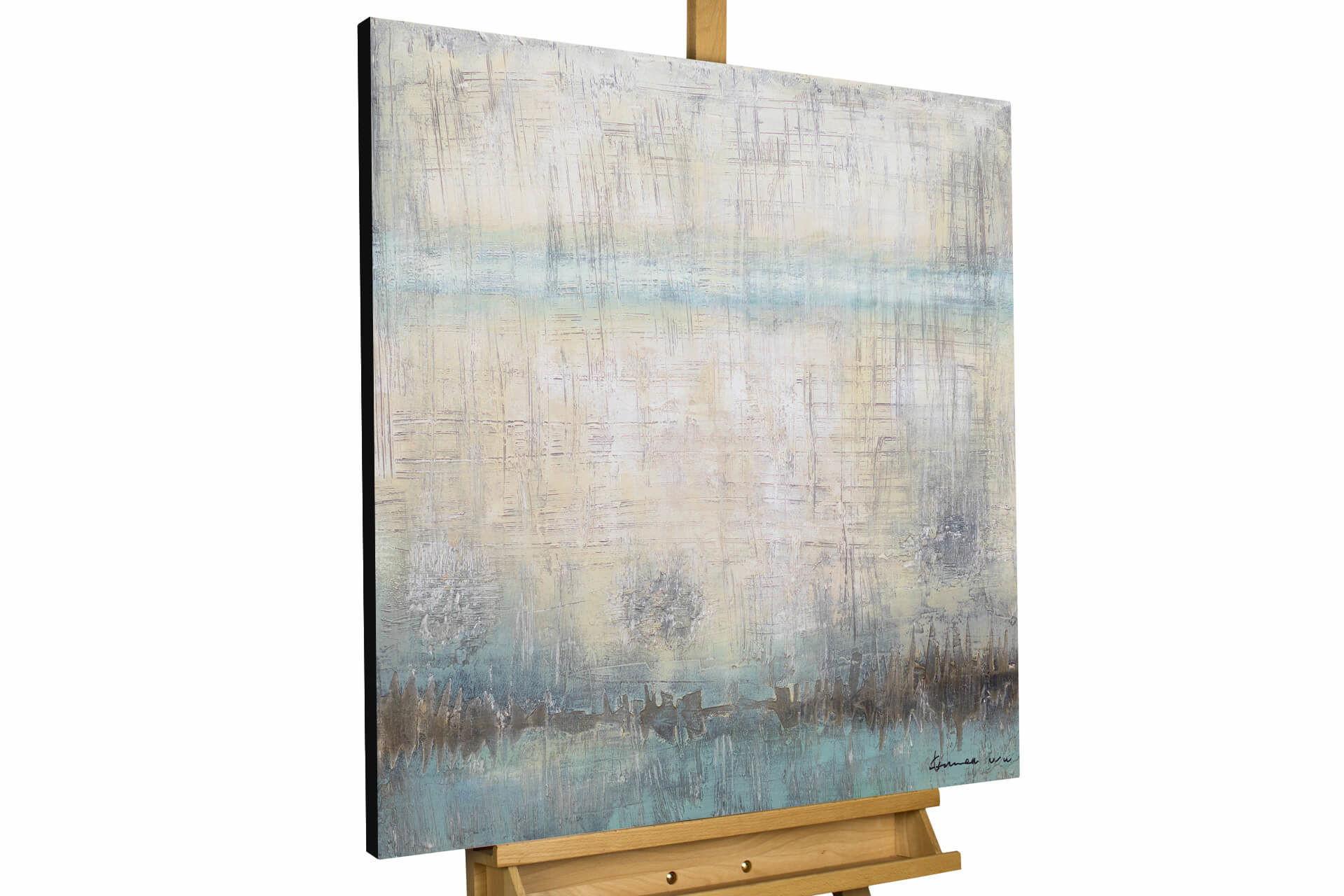 ACRYLBILD HANDGEMALT 80/80 cm - Beige, Holz/Textil (80/80cm) - KUNSTLOFT