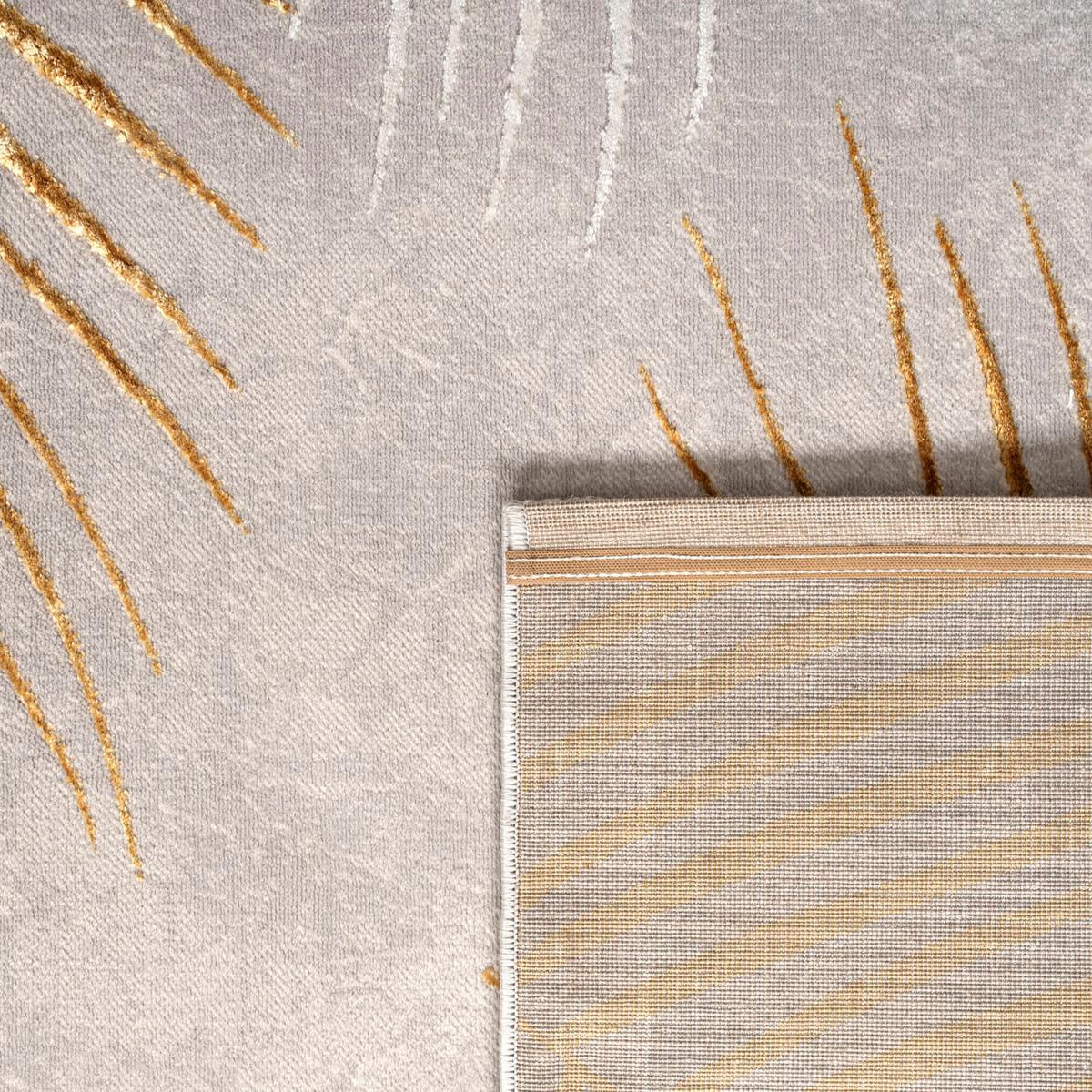 KURZFLORTEPPICH, mit Blätter-Motiv, Gold, 160 x 230 cm - Goldfarben, Textil (230/160cm) - KADIMA DESIGN
