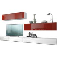 WOHNWAND Nublo Klappen in Bordeaux Hochglanz - Bordeaux, Holzwerkstoff (279/147/39cm) - Vladon