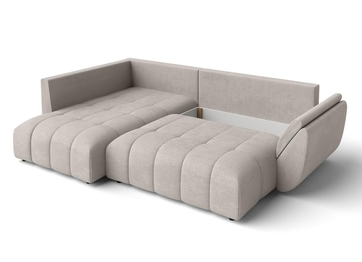 ECKSOFA L Form Corleone Beige 268/192/96 cm mit Schlaffunktion - Beige/Schwarz, Kunststoff/Textil (268/192cm) - AX Living