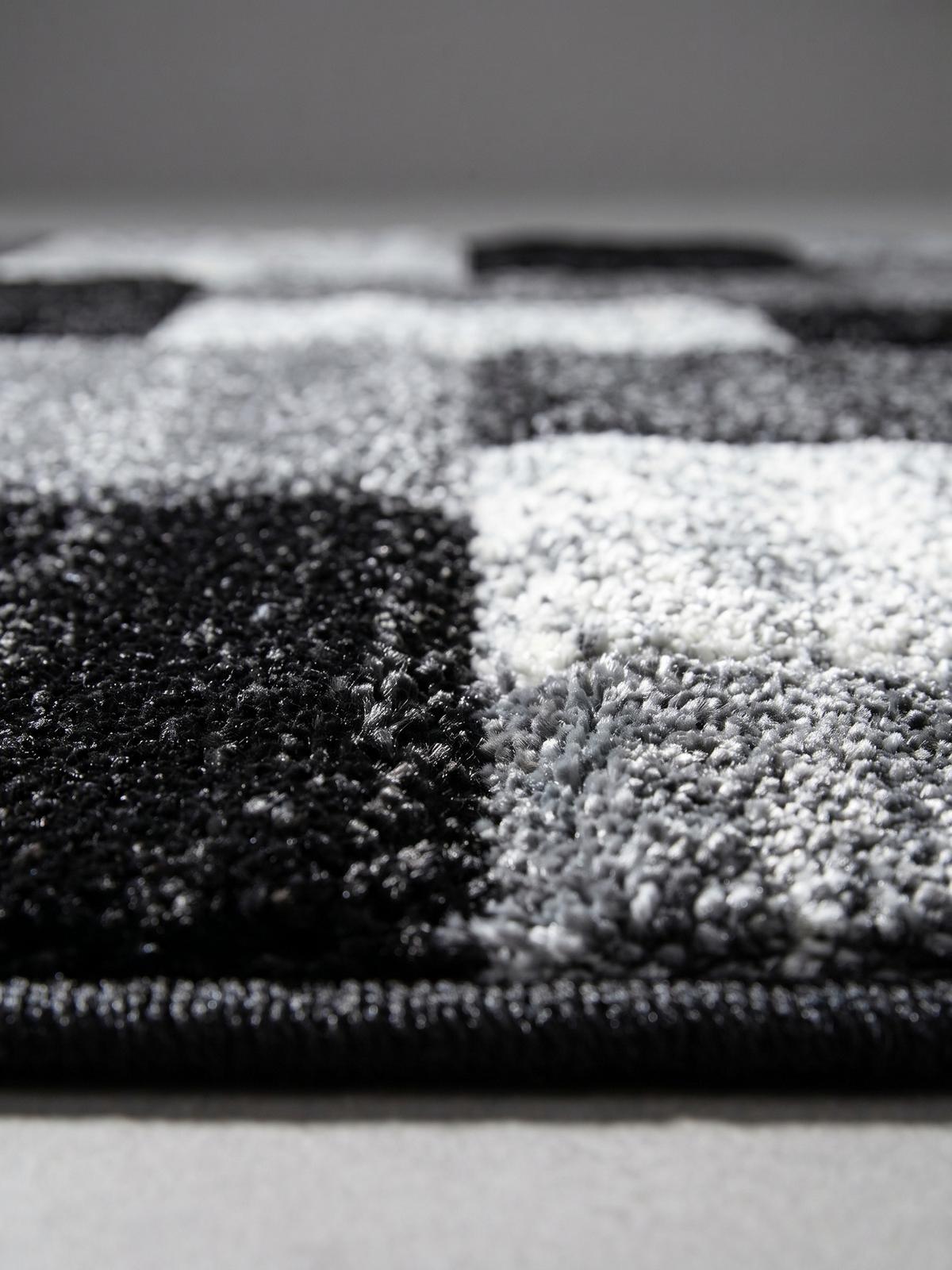 KURZFLORTEPPICH LATEMAR, kariert, Schwarz, 80 x 300 cm - Schwarz, Textil (80/300cm) - KADIMA DESIGN