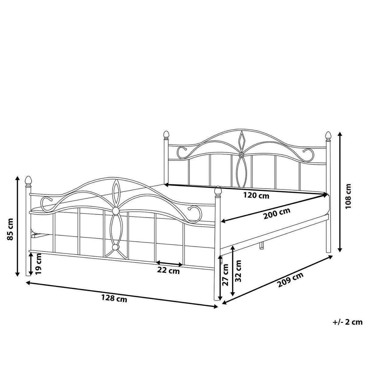 BETT mit Lattenrost 120/200 Stahl Hellbeige Antlia - Beige, Metall (120/200cm) - Beliani