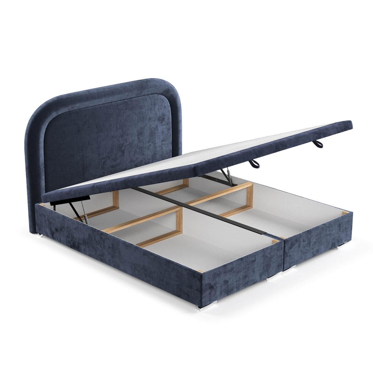 POLSTERBETT Harmony mit Stauraum 120/200 cm Marineblau im Lotta Stoff - Chromfarben/Dunkelblau, Holz/Holzwerkstoff (120/200cm) - AltaBeds