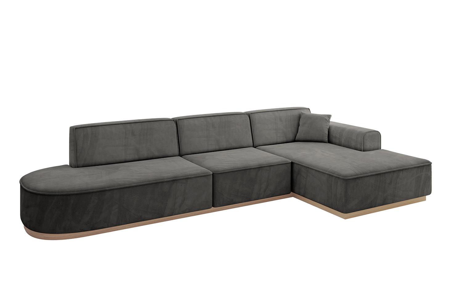 ECKSOFA Ottomane Rechts IREA-L2 - 327x165x80 cm Ecru - Anthrazit, Holzwerkstoff/Textil (327/165cm) - ALTDECOR