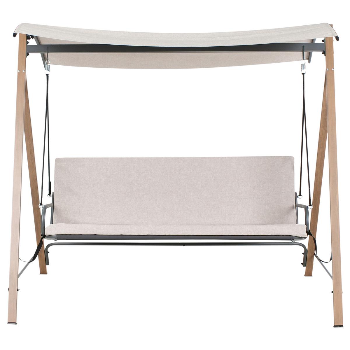 HOLLYWOODSCHAUKEL Metall Beige Bonagia - Dunkelgrau/Beige, Metall (194/172/136cm) - Beliani