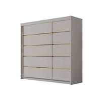 SCHIEBETÜRENSCHRANK Evo VII - Goldfarben/Naturfarben, Holzwerkstoff/Metall (200/215/58cm) - MIRJAN24