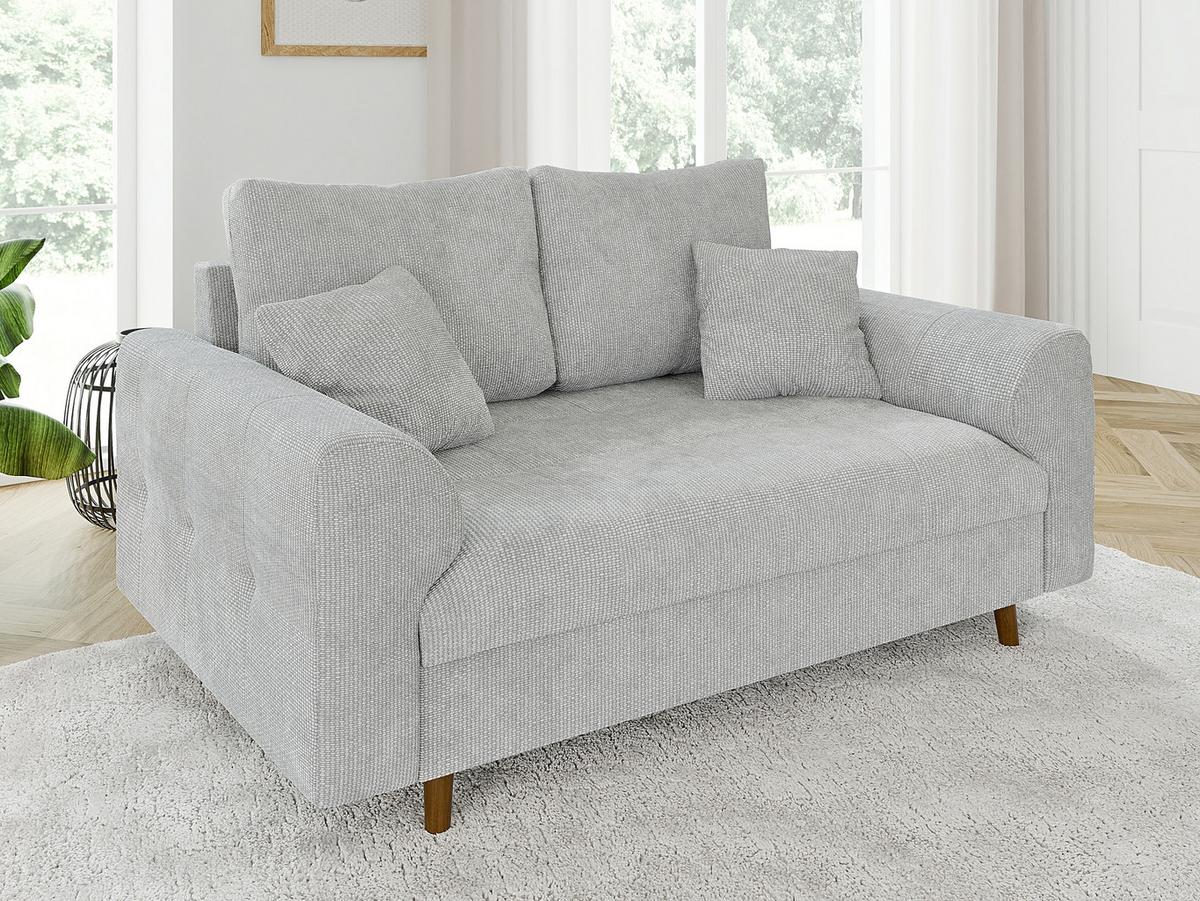 2-SITZER-SOFA Sigurd Hellgrau Chenille - Hellgrau/Braun, Holz/Textil (150/81/93cm) - S-Style Möbel