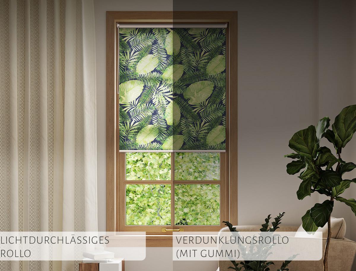 ROLLO LICHTDURCHLÄSSIG 120x180 cm Gemalte Blumen - Grün, Textil (120/180cm) - TULUP