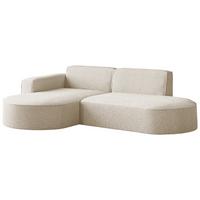 ECKSOFA Hana L-Form 3-Sitzer Ecke Links, Boucle, Creme 241/73/168 cm - Creme/Schwarz, Textil/Metall (241/168cm) - WFL GROUP