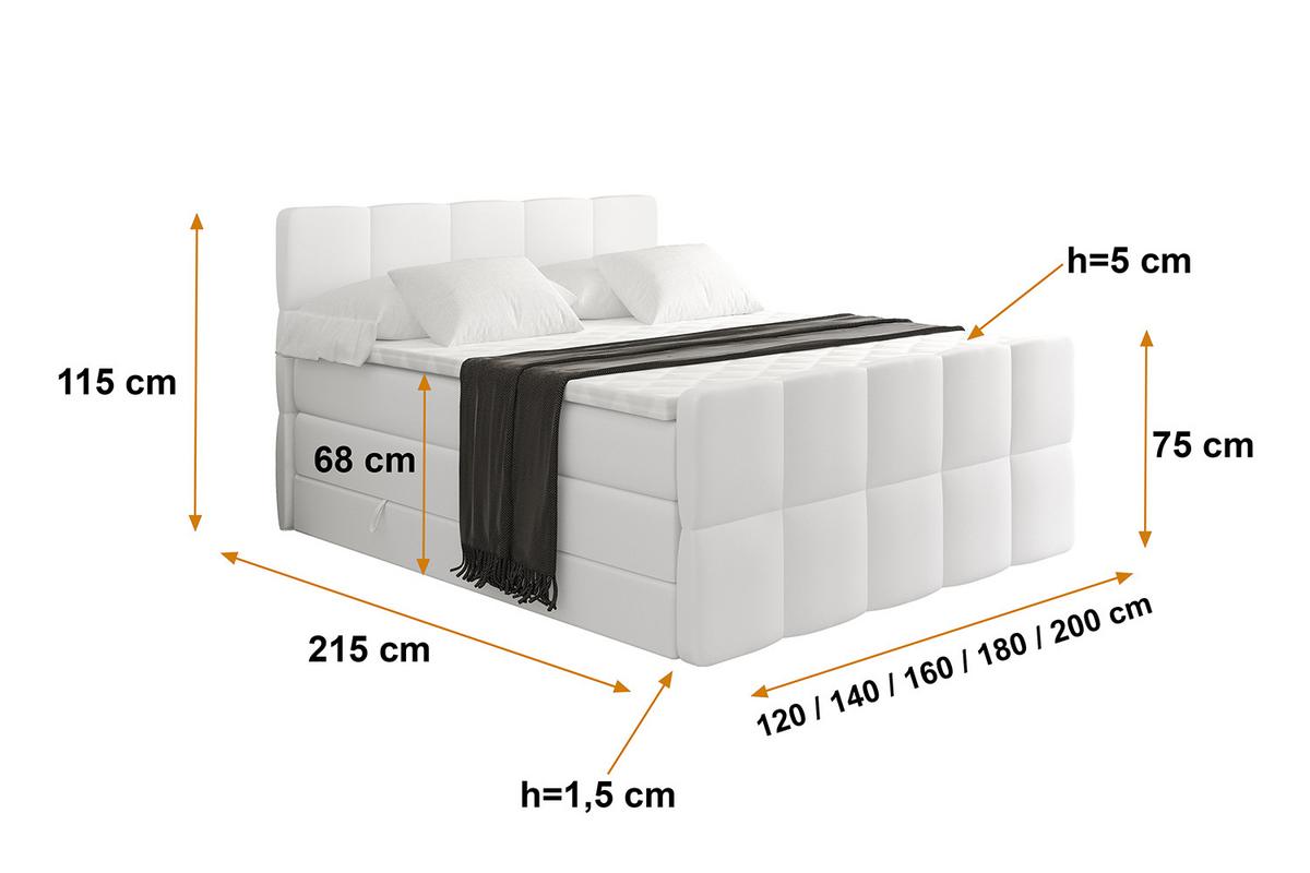 BOXSPRINGBETT mit Matratze und Lattenrost - LIRO-Z KING-120x200 - Weiß Kunstleder - Weiß, Holzwerkstoff (120/200cm) - ALTDECOR