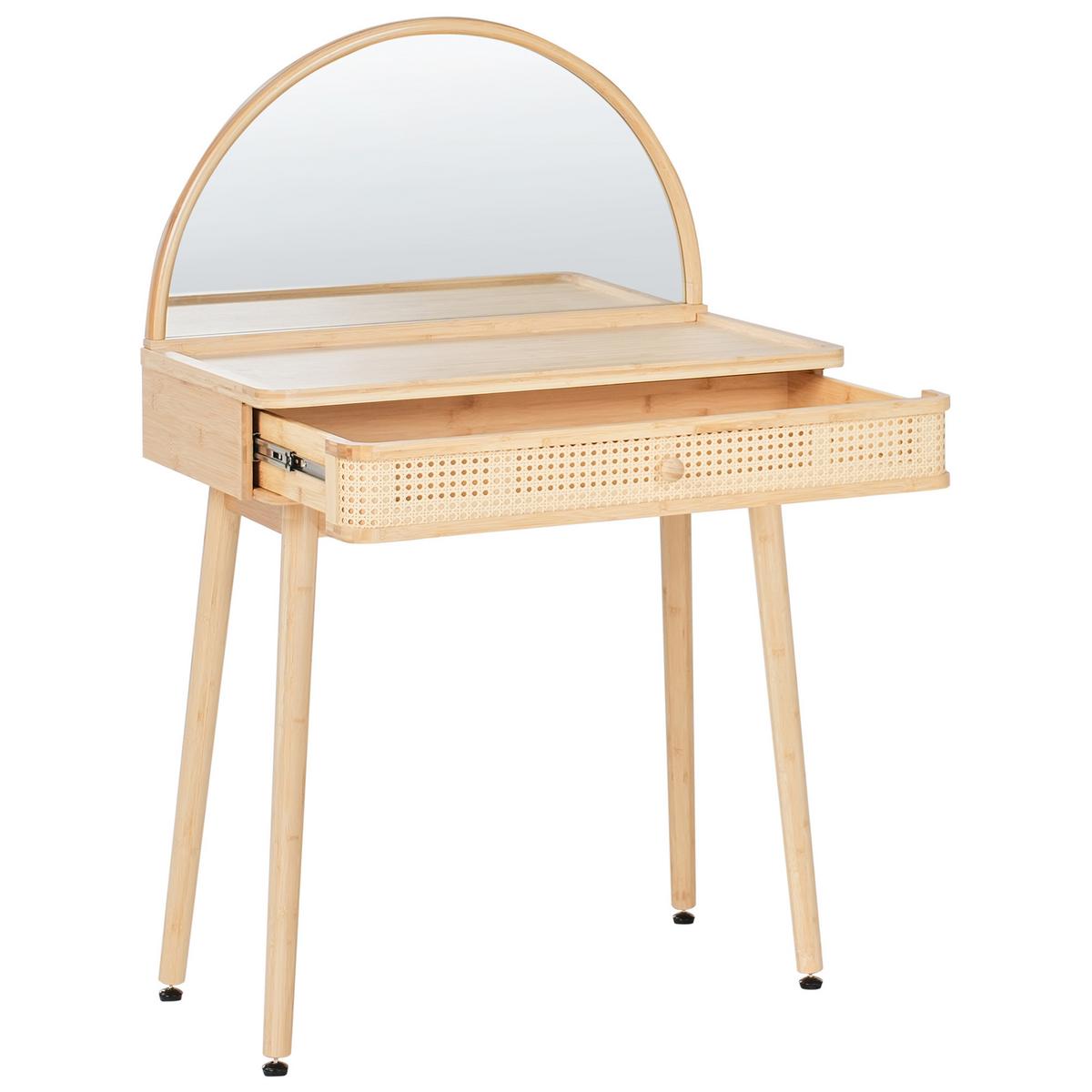 SCHMINKTISCH mit Spiegel Hellbraun Rancheria - Hellbraun, Holz (81/124/41cm) - Beliani