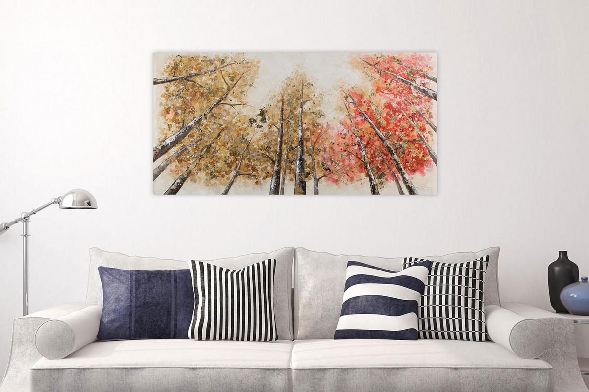 ÖLGEMÄLDE 140/70 cm - Gelb/Rot, Holz/Textil (140/70cm) - KUNSTLOFT