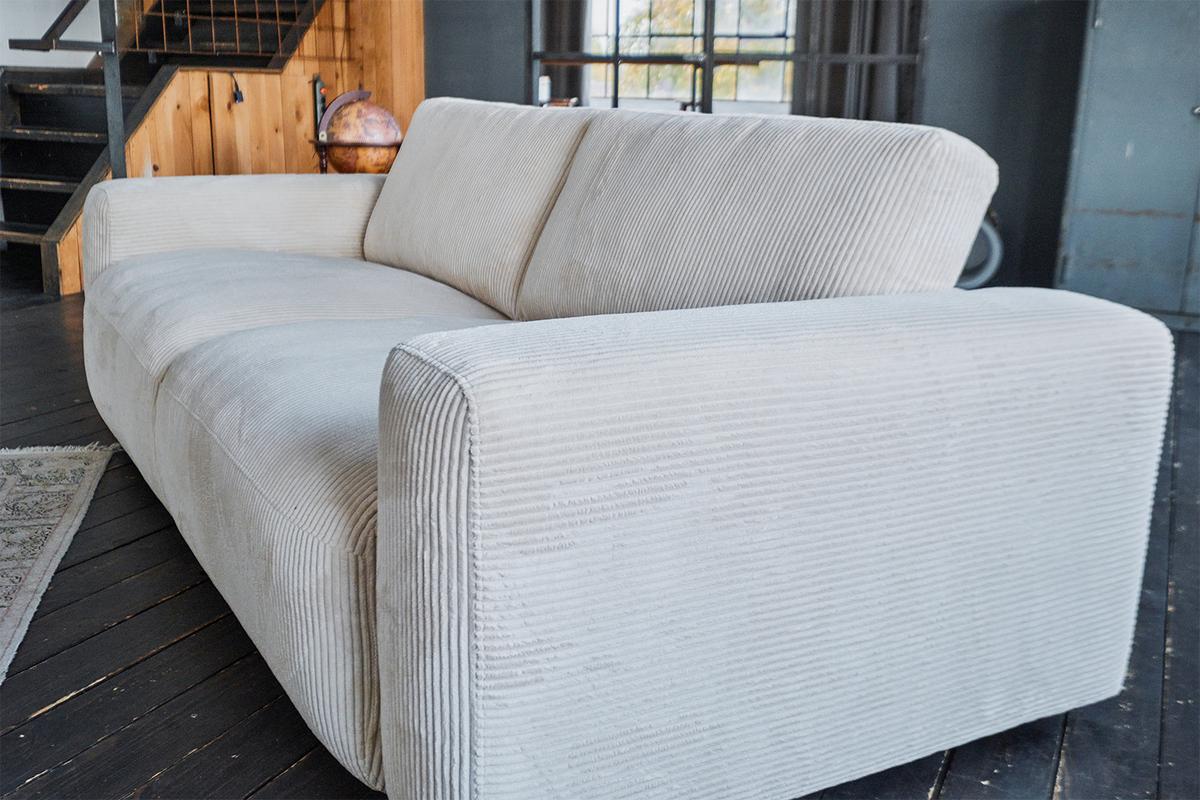 SOFA BODHI Cremeweiß Cord - Creme/Schwarz, Kunststoff/Textil (242/80/110cm) - KAWOLA