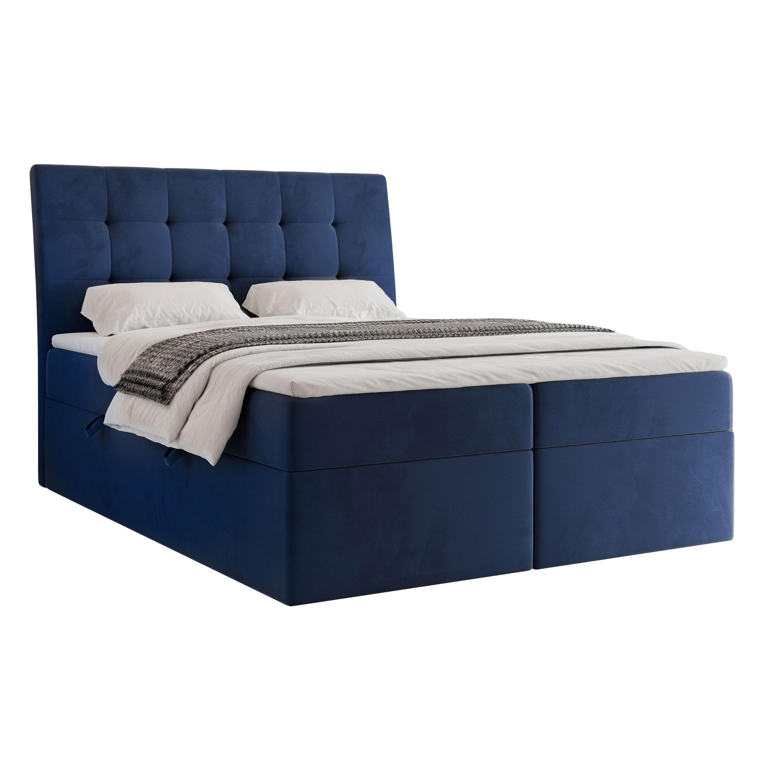 BOXBETT 140x200 cm mit Topper - Blau, Textil (140/200cm) - Idohome
